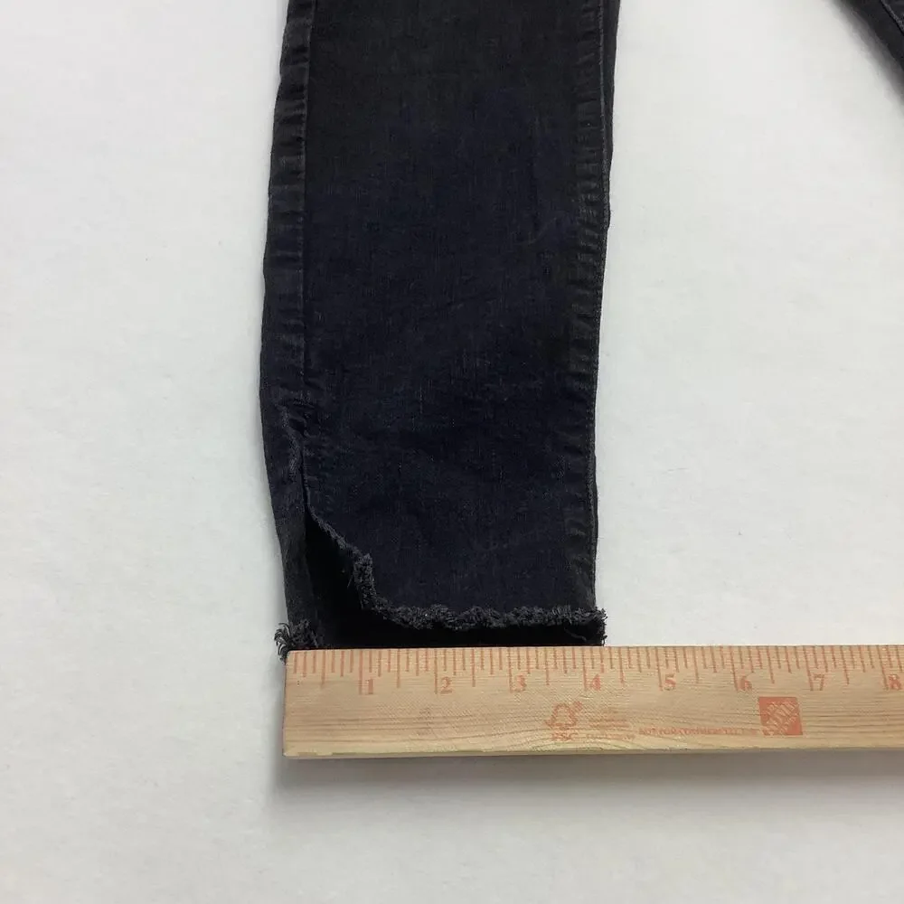 Denizen From Levis Ankle Skinny Jeans Womens 10 Black Charcoal Wash Distressed